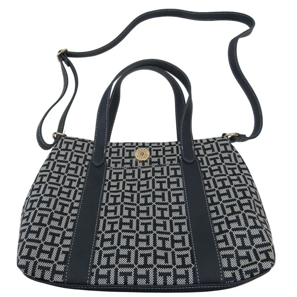 NWT Tommy Hilfiger Women's Fashion Monogram Small Bowler Bag - Light Stone/Tommy